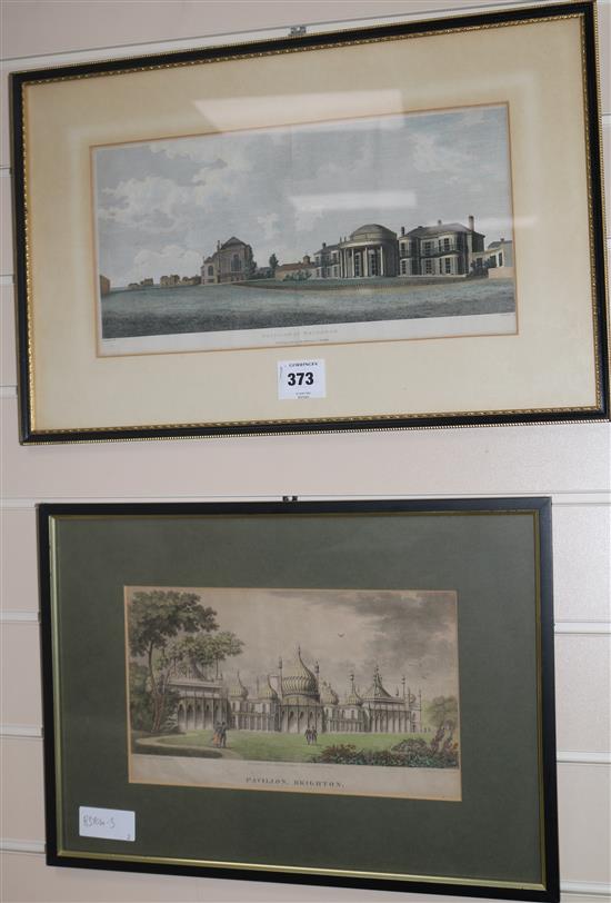 Newton after Gardiner Pavilion at Brighton 18 x 36cm and another Brighton print